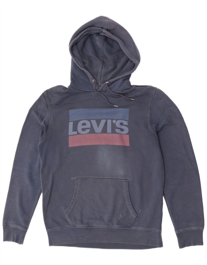 Pulover Levi's pentru bărbați cu capota cu grafică, mare, bleumarin, bumbac