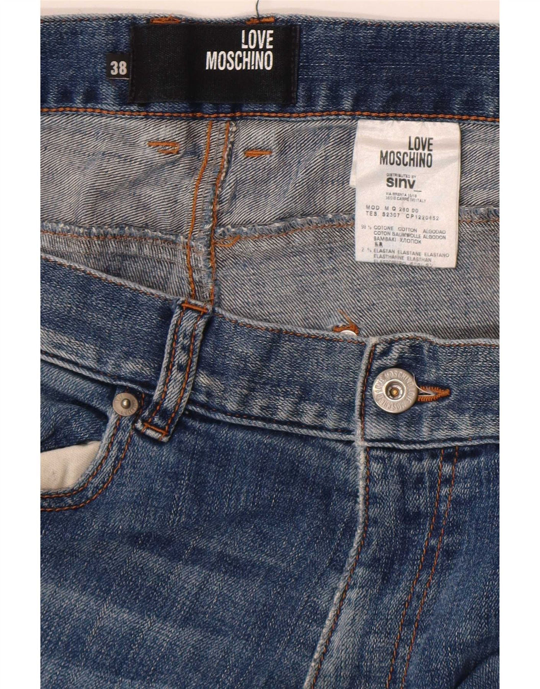 Blugi slim pentru bărbați Moschino W38 L32 Blue Cotton Classic
