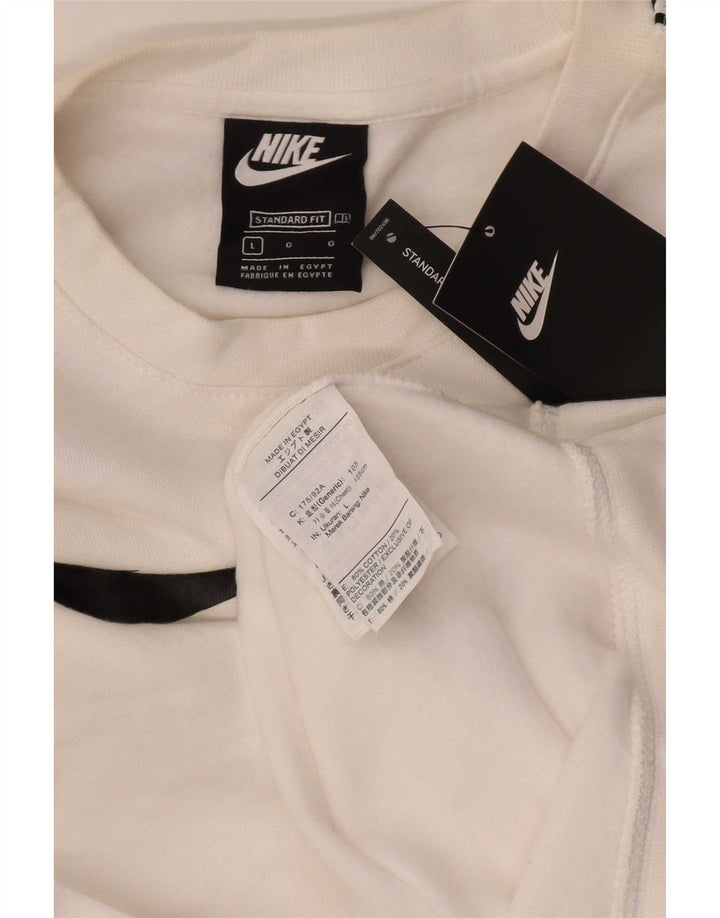 Hanorac grafic pentru bărbați Nike Pulover mare, alb, bumbac
