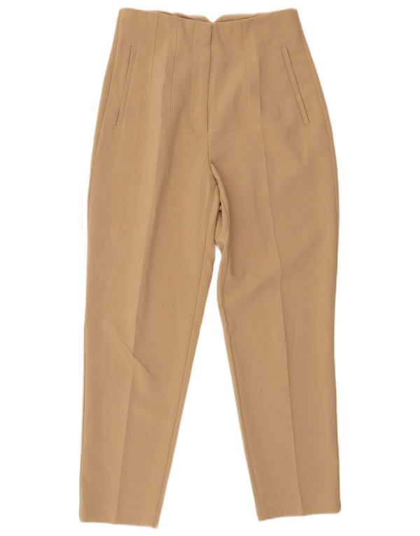 Pantaloni casual conici pentru femei cu talie înaltă Zara Mediu L30 L27 Bej