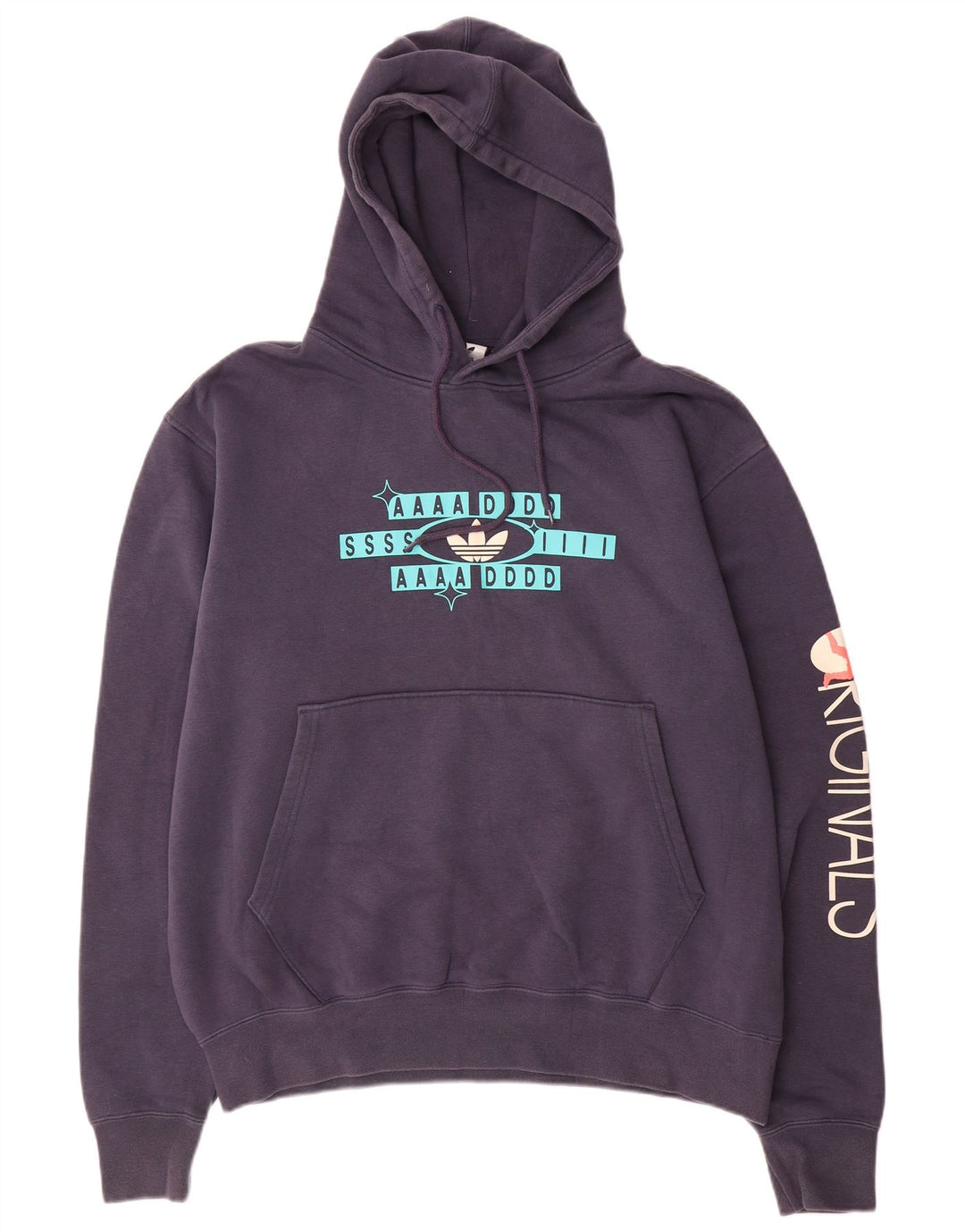 Pulover pentru bărbați ADIDAS cu capota cu grafică, mare, albastru, bumbac