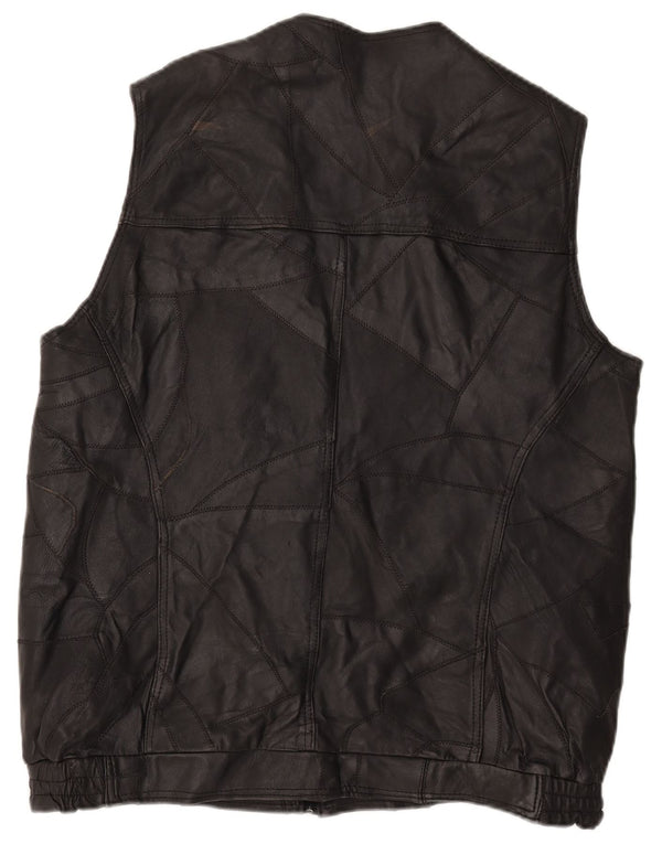 Gilet din piele vintage pentru bărbați UK 42 XL negru