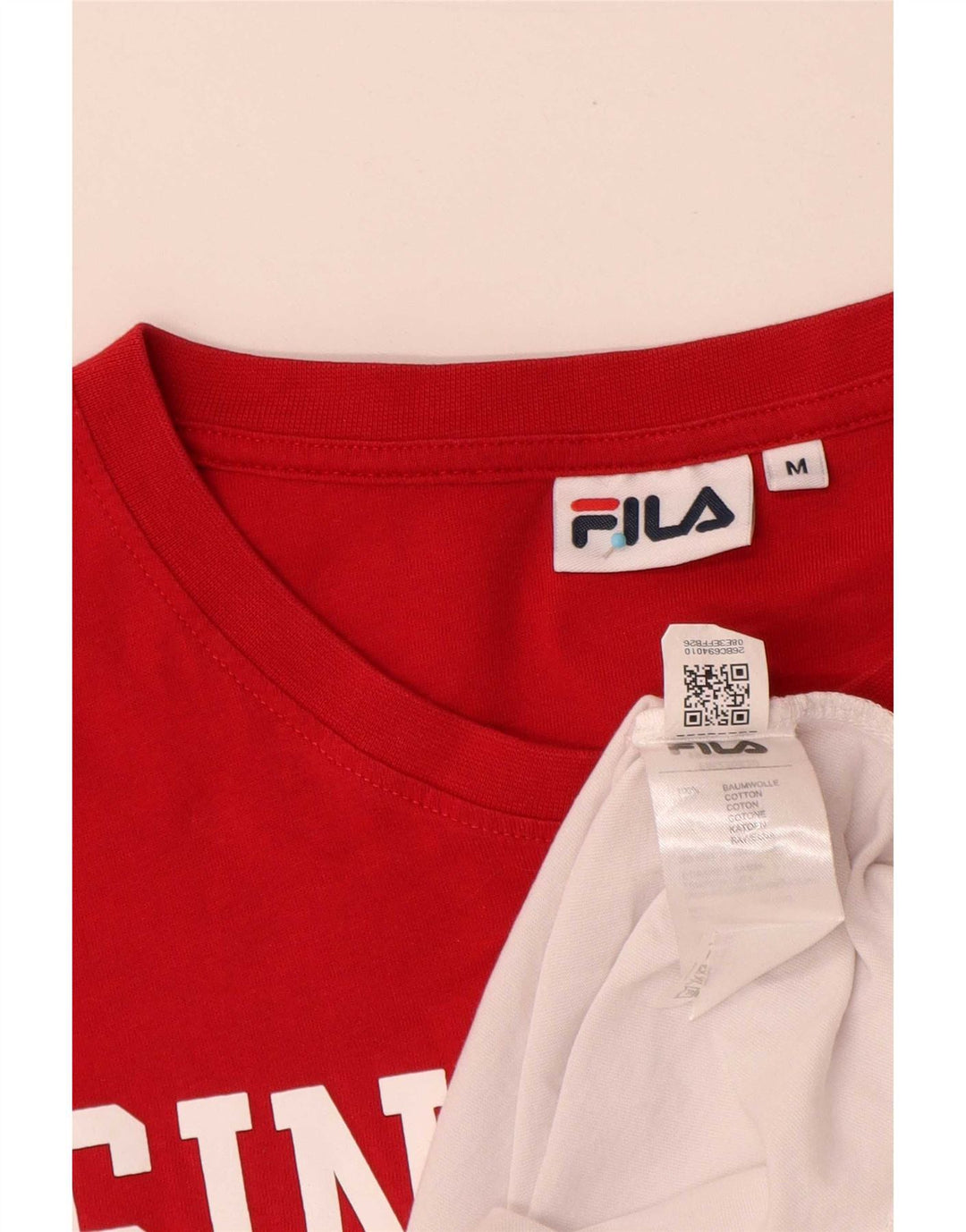 Tricou cu grafic Fila pentru bărbați Top mediu alb din bumbac color bloc