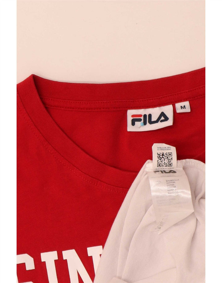 Tricou cu grafic Fila pentru bărbați Top mediu alb din bumbac color bloc