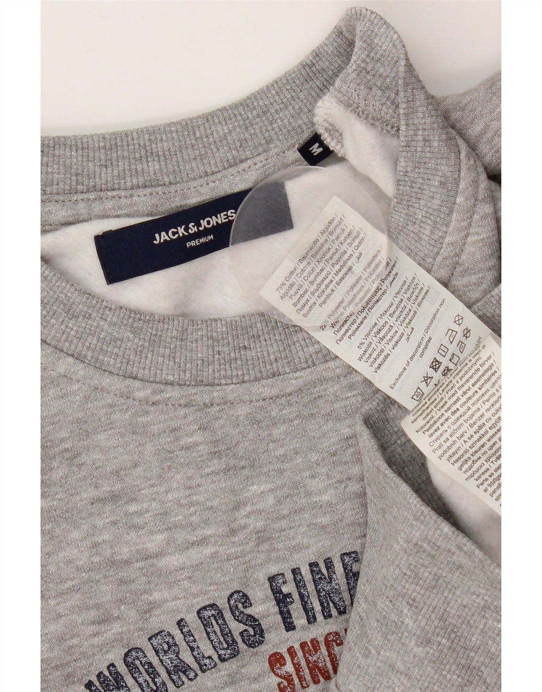 JACK & JONES Pulover grafic pentru bărbați, bumbac cu pete, gri mediu