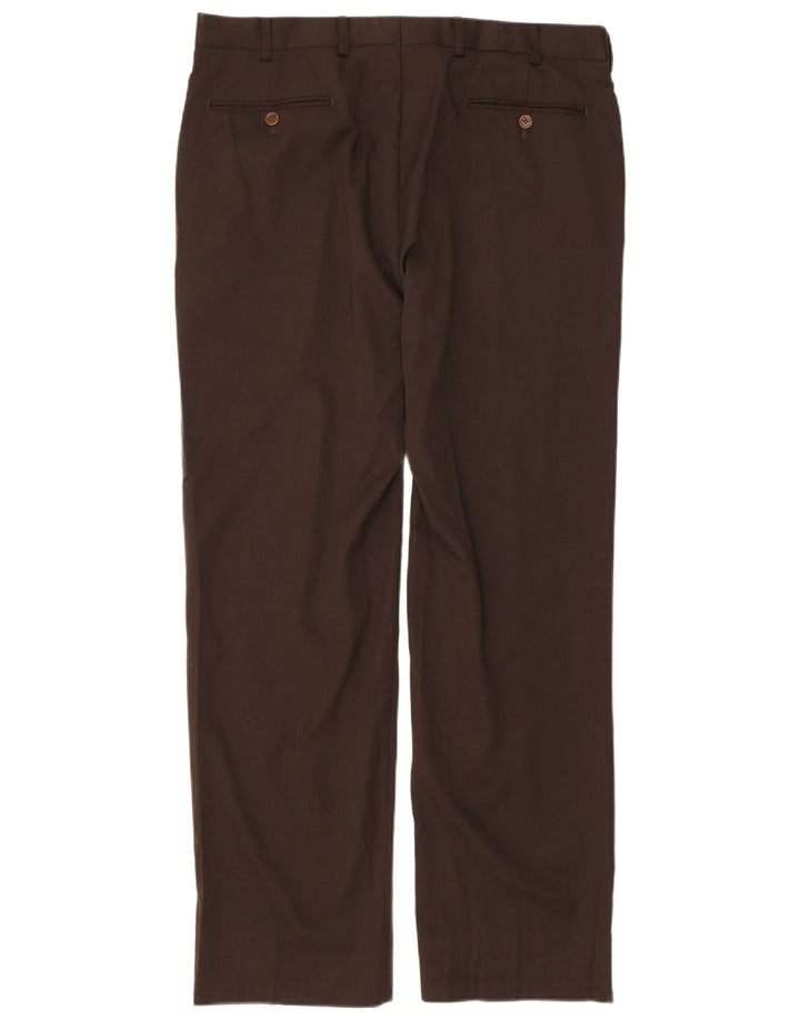 BROOKS BROTHERS Pantaloni de costum drept Madison pentru bărbați L38 L32 Lână maro