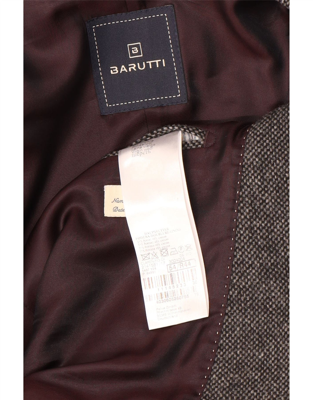 Jachetă Barutti pentru bărbați cu 2 nasturi IT 54 2XL Lână gri