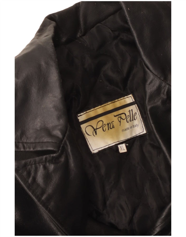 Palton din piele vintage pentru femei UK 18 XL din piele neagră