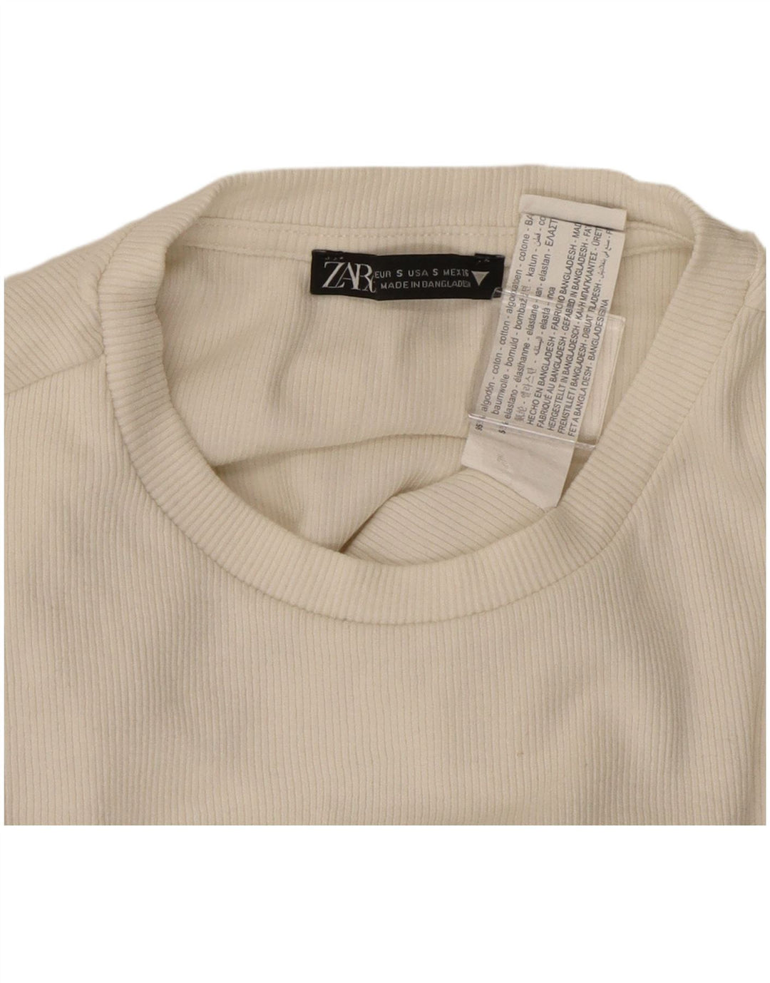 Body cu mânecă lungă pentru femei ZARA UK 8 mic bumbac alb