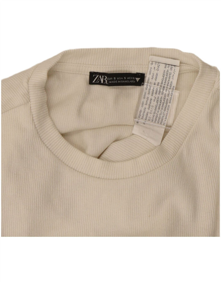 Body cu mânecă lungă pentru femei ZARA UK 8 mic bumbac alb