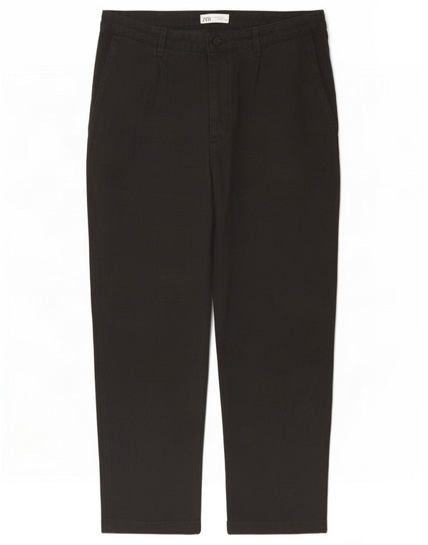 Pantaloni chino drepți pentru bărbați Zara EU 44 Mari L34 L29 Bumbac negru