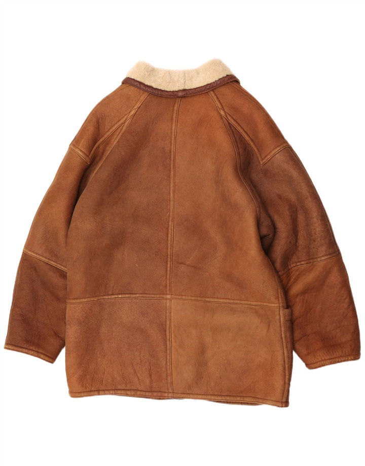 Jachetă vintage pentru bărbați din shearling UK 40 mare maro