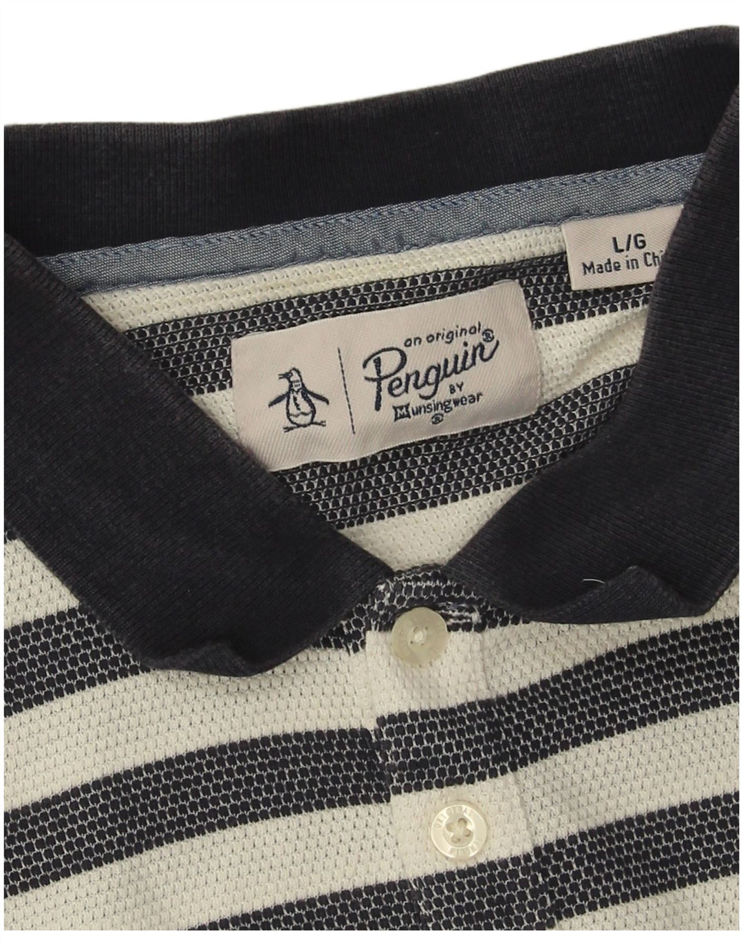 Tricou polo pentru bărbați Penguin, mare, din bumbac cu dungi, albastru bleumarin