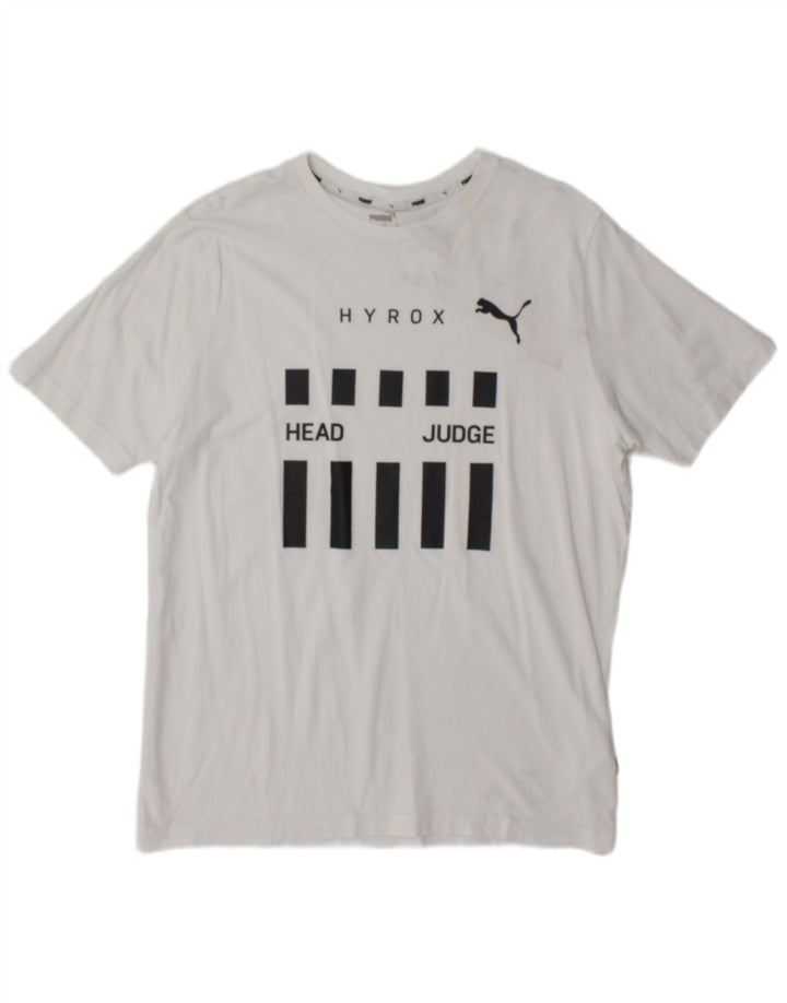 Tricou cu grafic Puma pentru bărbați Top, mediu, alb, bumbac