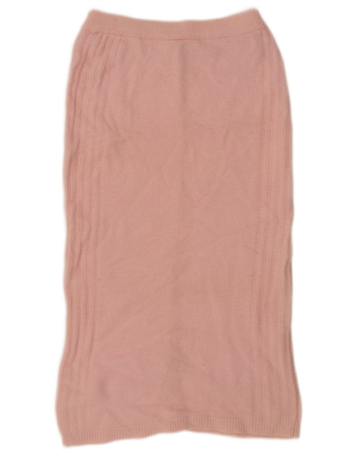 Fusta midi tricot vintage pentru femei EU 38 Medium W34 Roz Lambswool