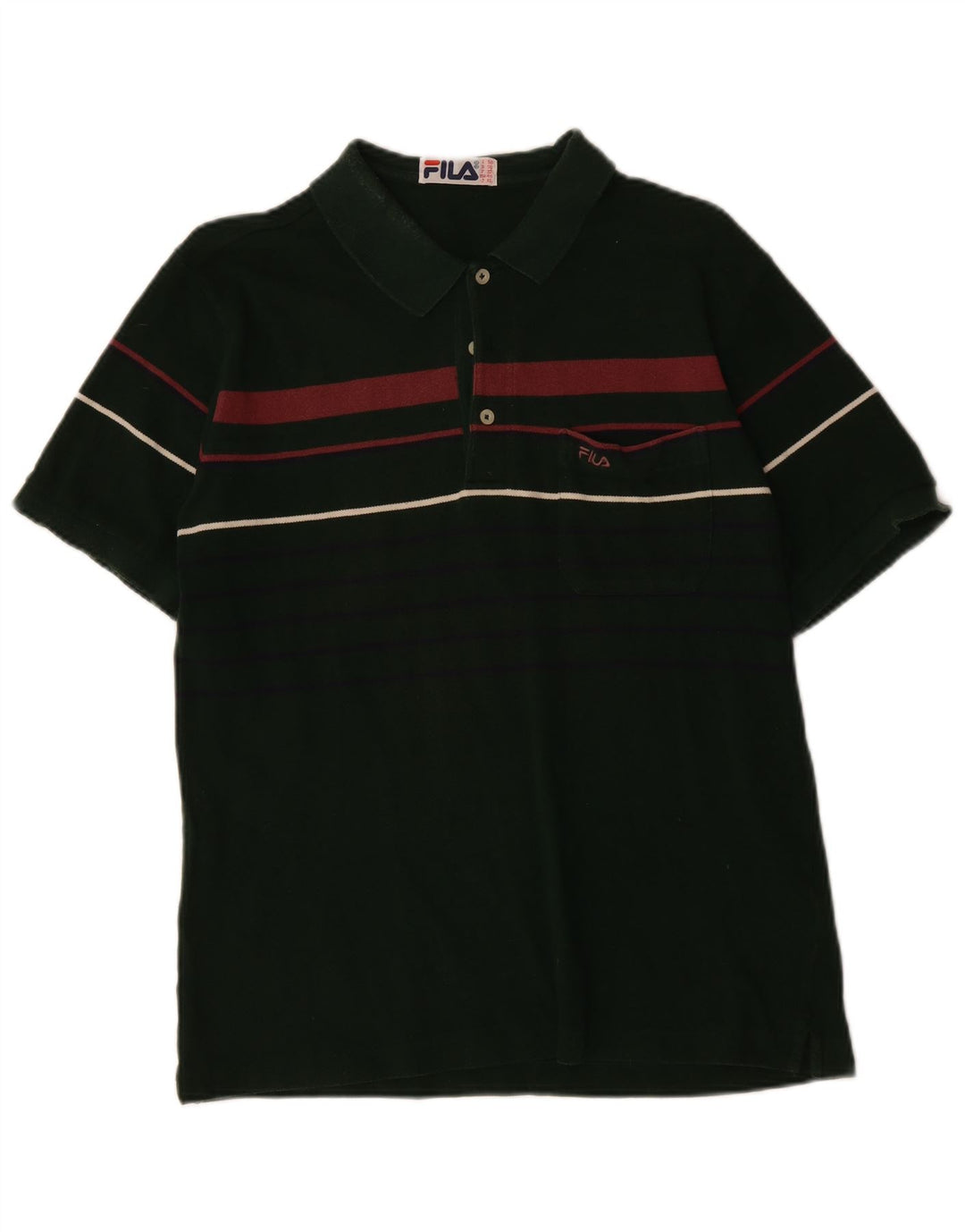 Tricou polo FILA pentru bărbați IT 50, bumbac cu dungi verzi medii