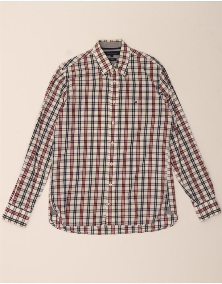 TOMMY HILFIGER Mens Custom Fit Shirt Small White Check Cotton Vintage Tommy Hilfiger and Second-Hand Tommy Hilfiger from Messina Hembry 