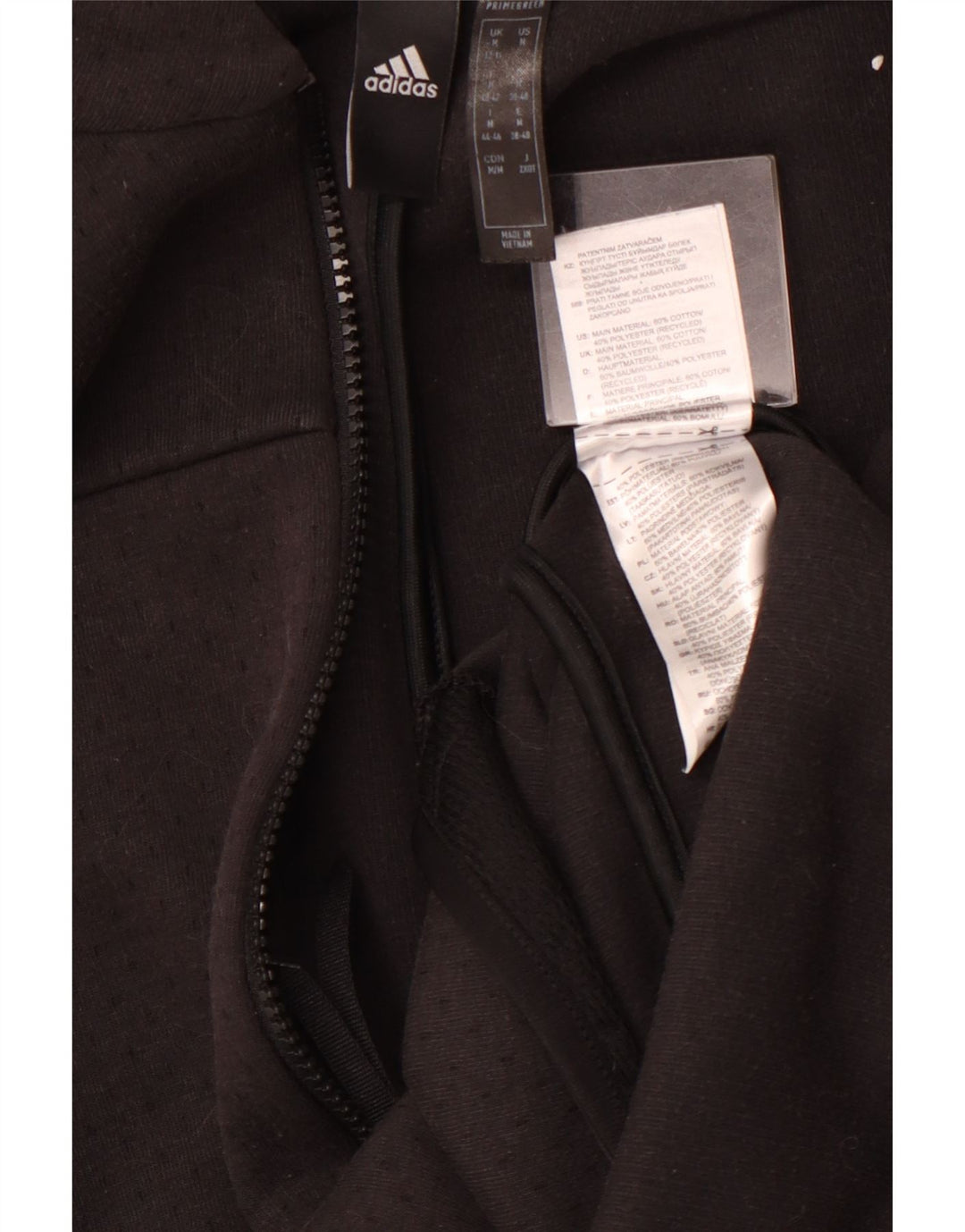 Pulover ADIDAS Primegreen Graphic Zip pentru femei Marea Britanie 12/14 Medium Negru