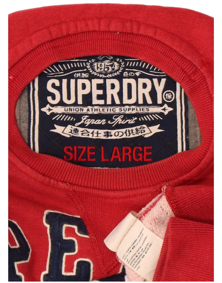Pulover grafic Superdry pentru bărbați, bumbac mare roșu