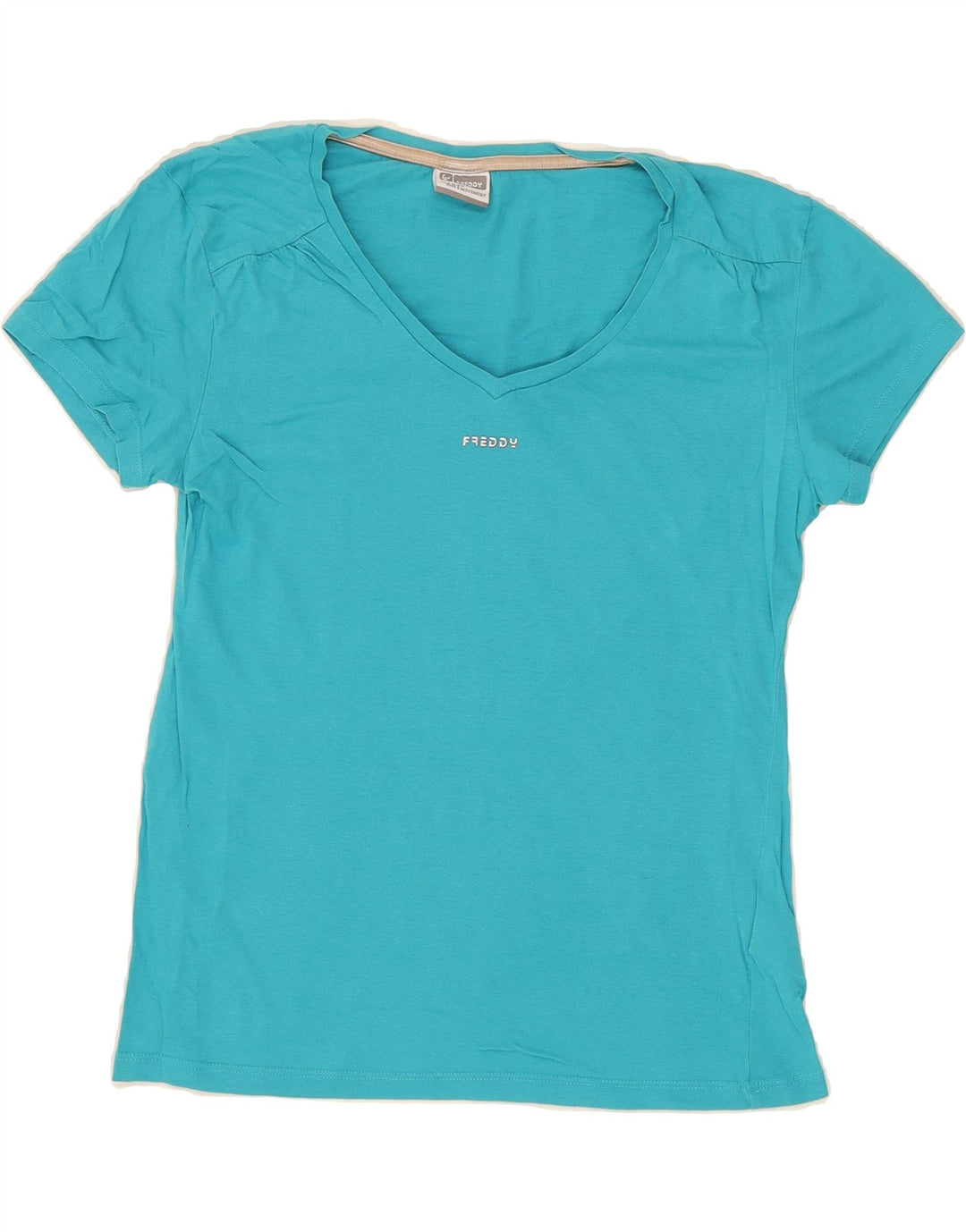 FREDDY Womens T-Shirt Top UK 12 Medium  Blue Cotton Vintage Freddy and Second-Hand Freddy from Messina Hembry 