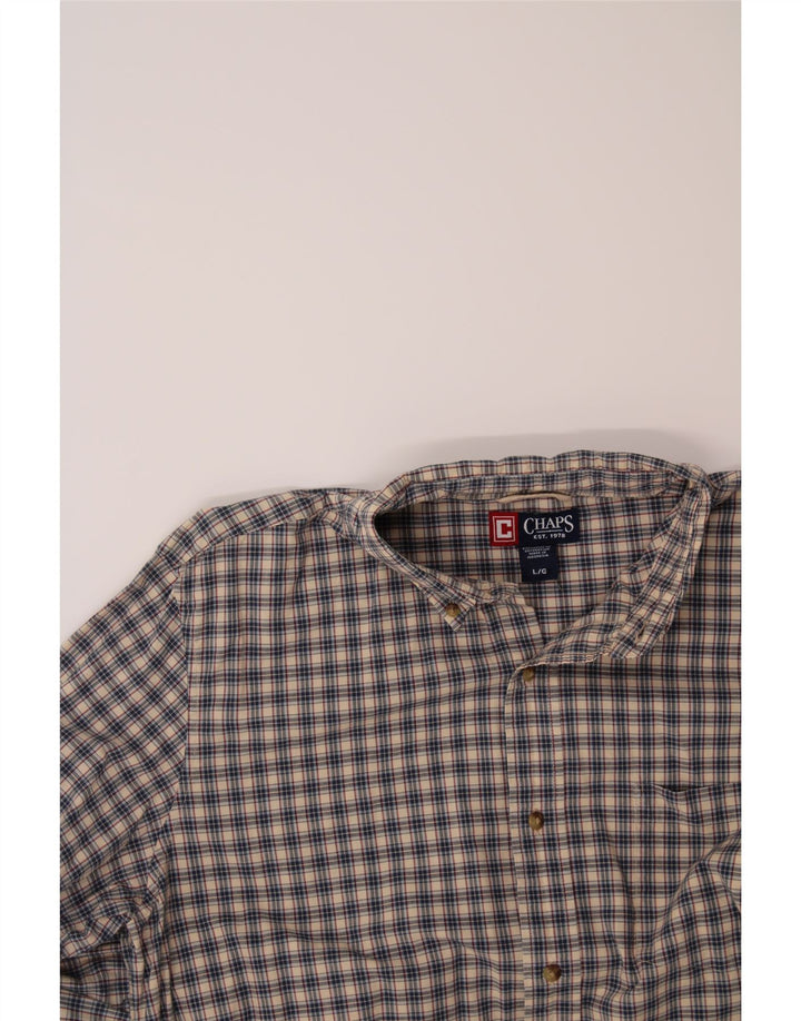 CHAPS Mens Shirt Large Beige Check Cotton Vintage Chaps and Second-Hand Chaps from Messina Hembry 