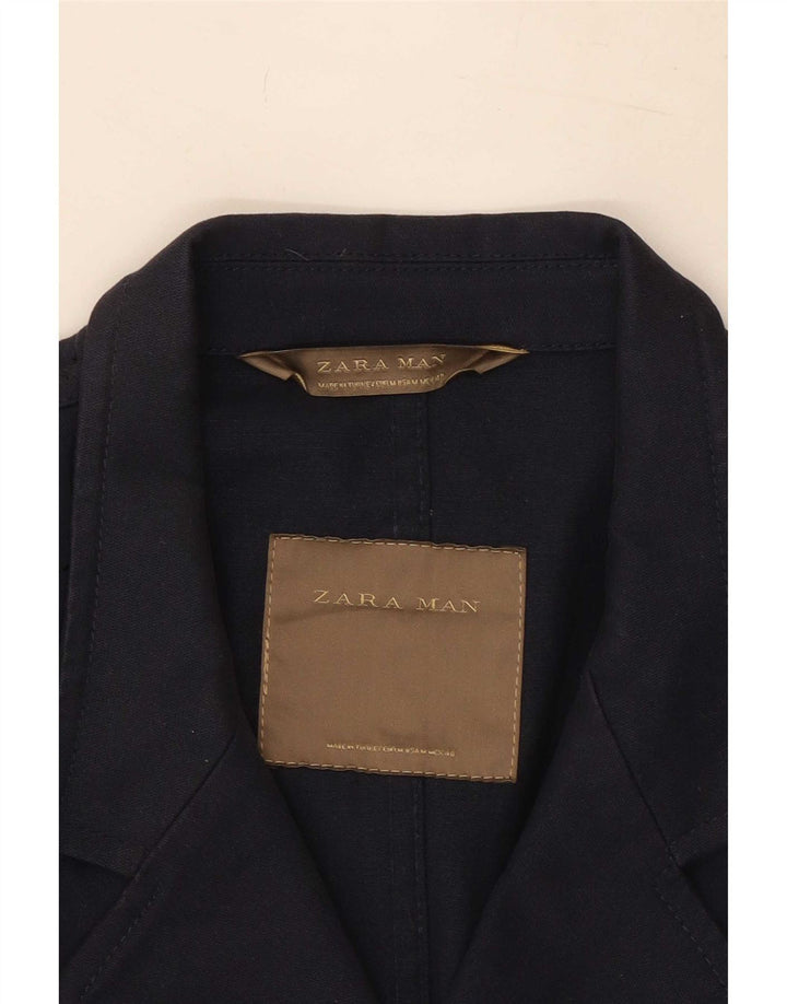 Jachetă Blazer pentru bărbați Zara Marea Britanie 38, mediu, bleumarin, bumbac