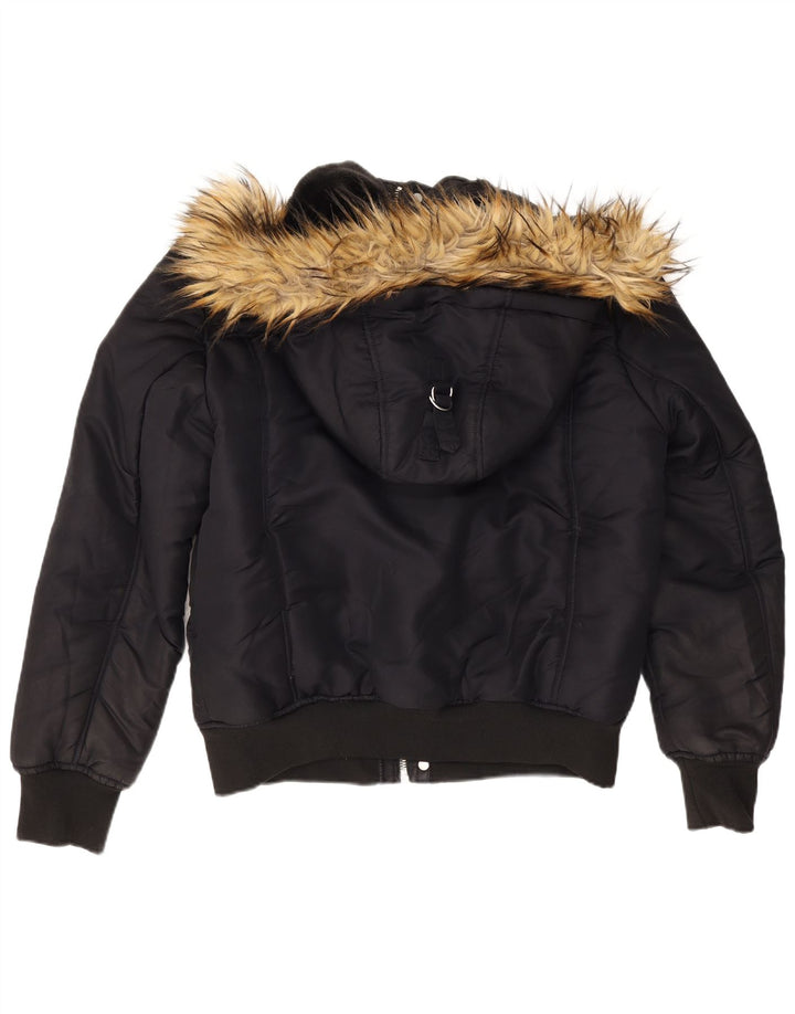 Bomber pentru bărbați Zara, cu glugă, UK 40, mare, albastru, poliester