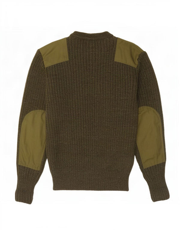 Pulover vintage pentru bărbați, militar cu gât crew, pulover UK 40 Medium Khaki