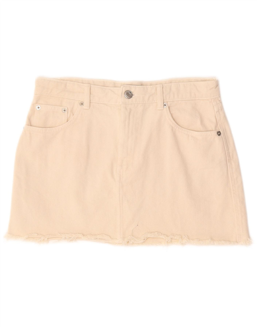 Fusta mini de blugi pentru femei Zara, mare W30, bumbac, bej