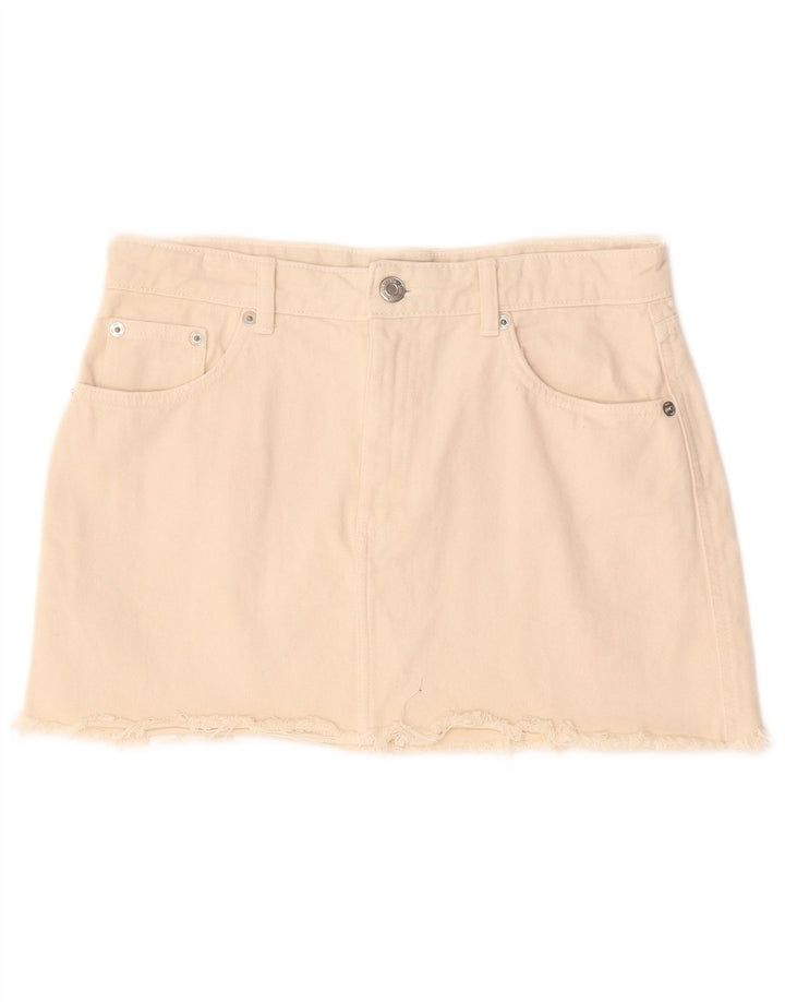 Fusta mini de blugi pentru femei Zara, mare W30, bumbac, bej