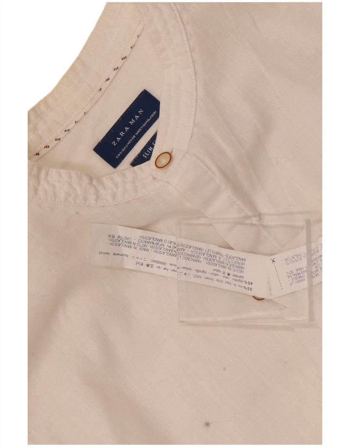 Cămașă pentru bărbați Zara Slim Fit, in alb mic