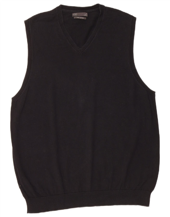Marks & Spencer Mens Vest Tank Top XL Bumbac Negru