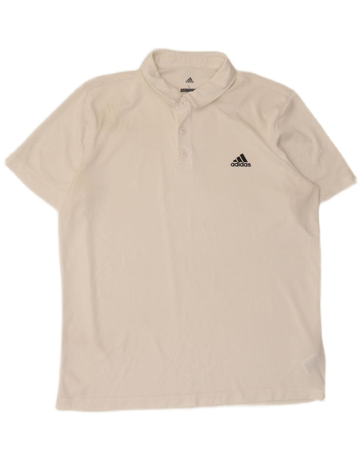 Tricou polo Adidas Climalite pentru bărbați, mare, alb, poliester