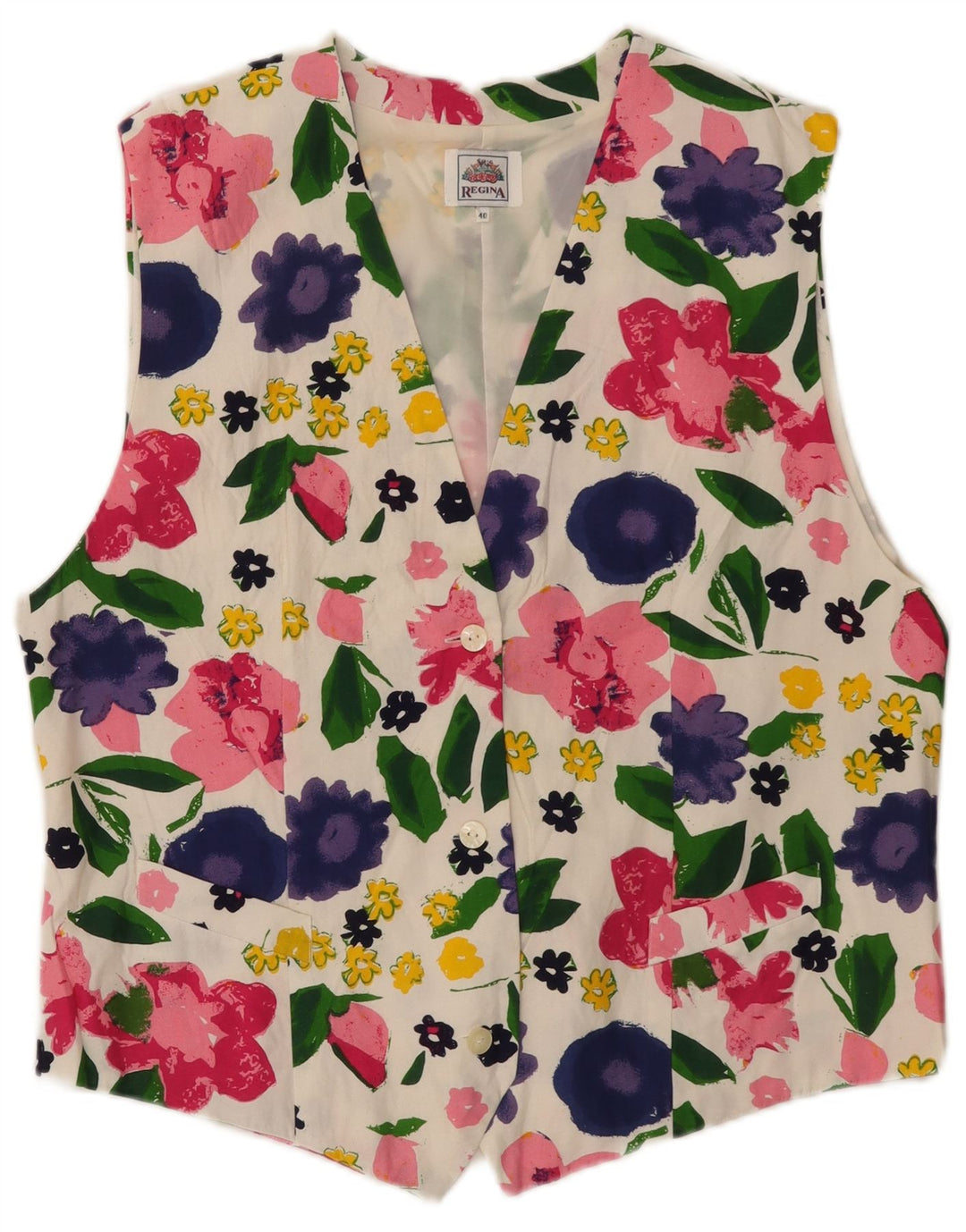 Vestă de damă Regina EU 40 Viscoză Florală Albă Medie