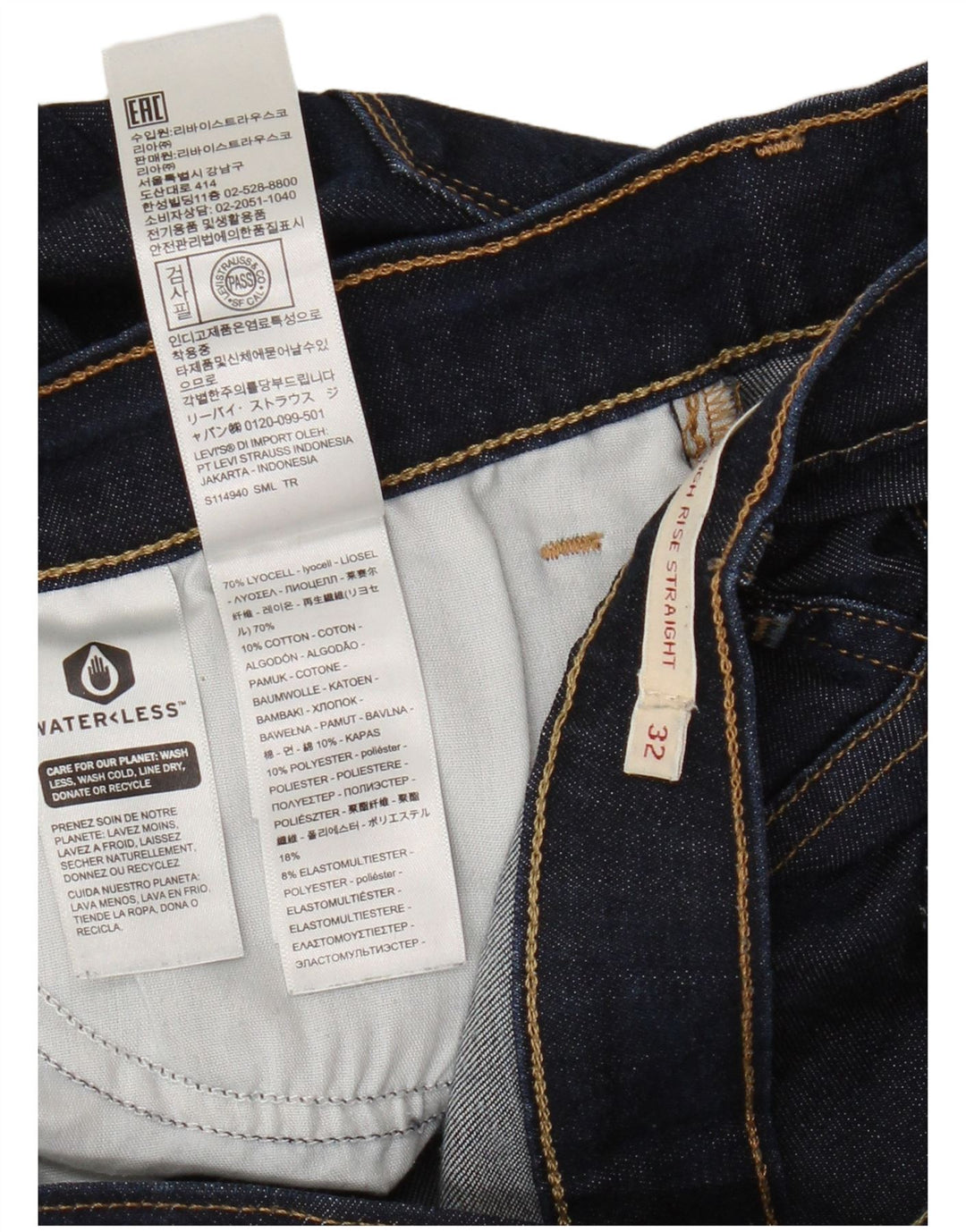 Pantaloni scurți din blugi cu talie mare Levi's 724 pentru femei W32 Lyocell mari bleumarin
