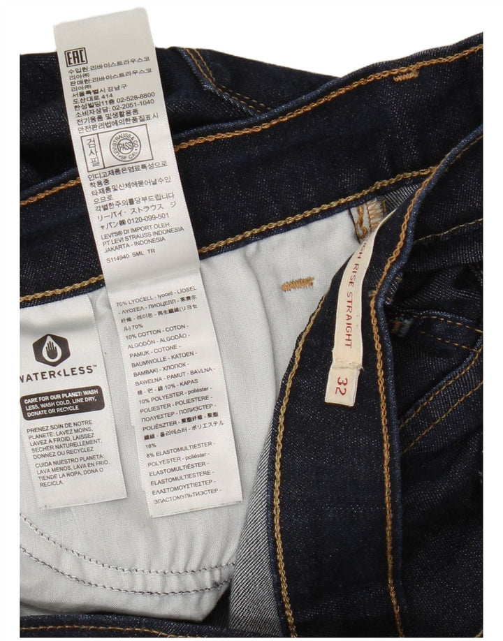 Pantaloni scurți din blugi cu talie mare Levi's 724 pentru femei W32 Lyocell mari bleumarin