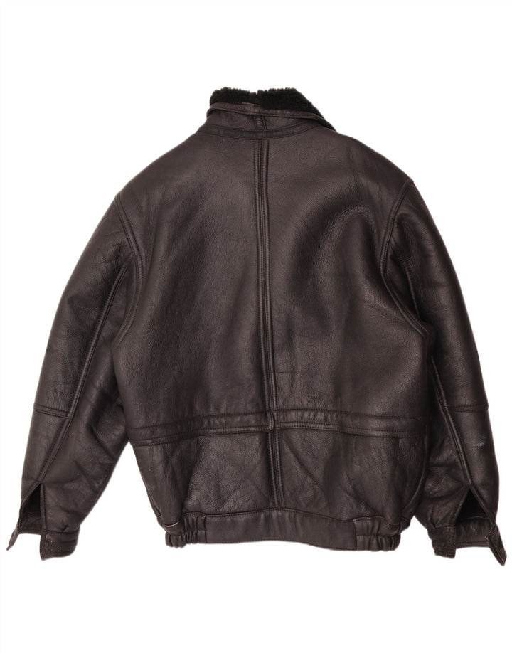 Jachetă vintage pentru bărbați din shearling IT 50 Large Black