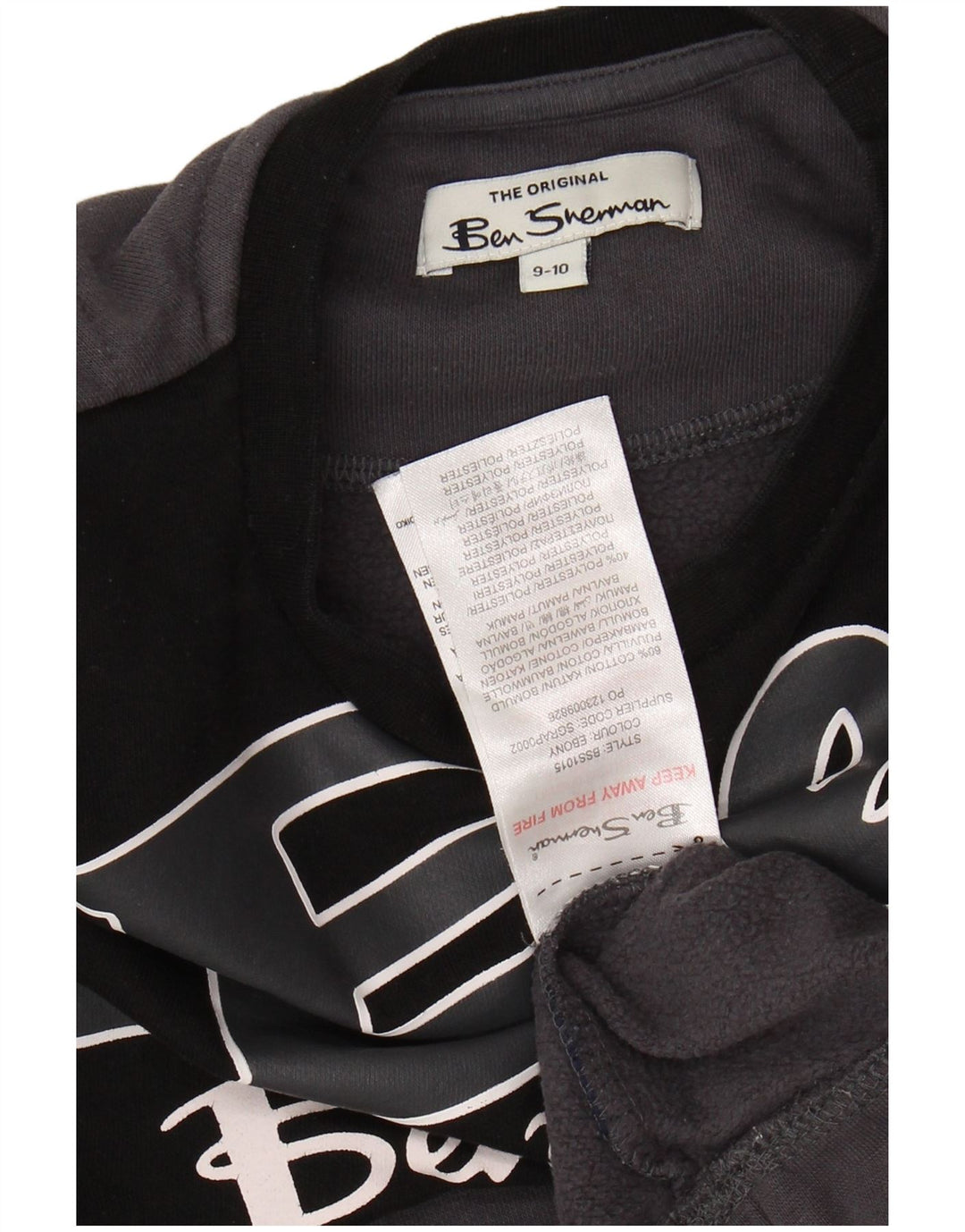 BEN SHERMAN Hanorac grafic pentru băieți Pulover 9-10 ani, gri, bloc de culoare
