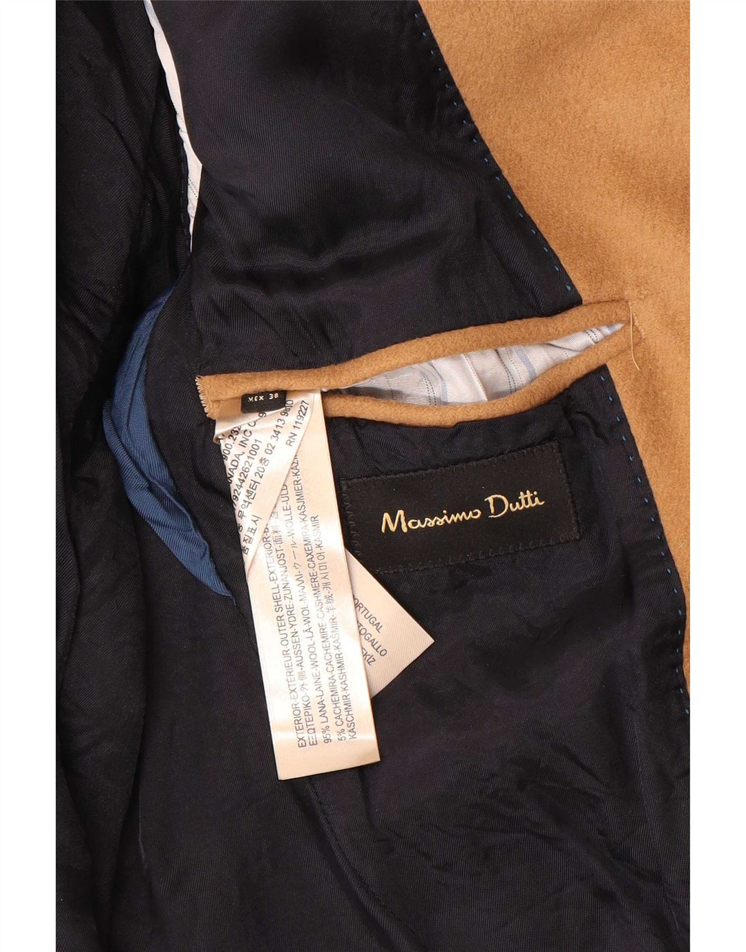 Massimo Dutti Pardesiu bărbătesc cu 3 nasturi EU 48 Lână Bej Mediu