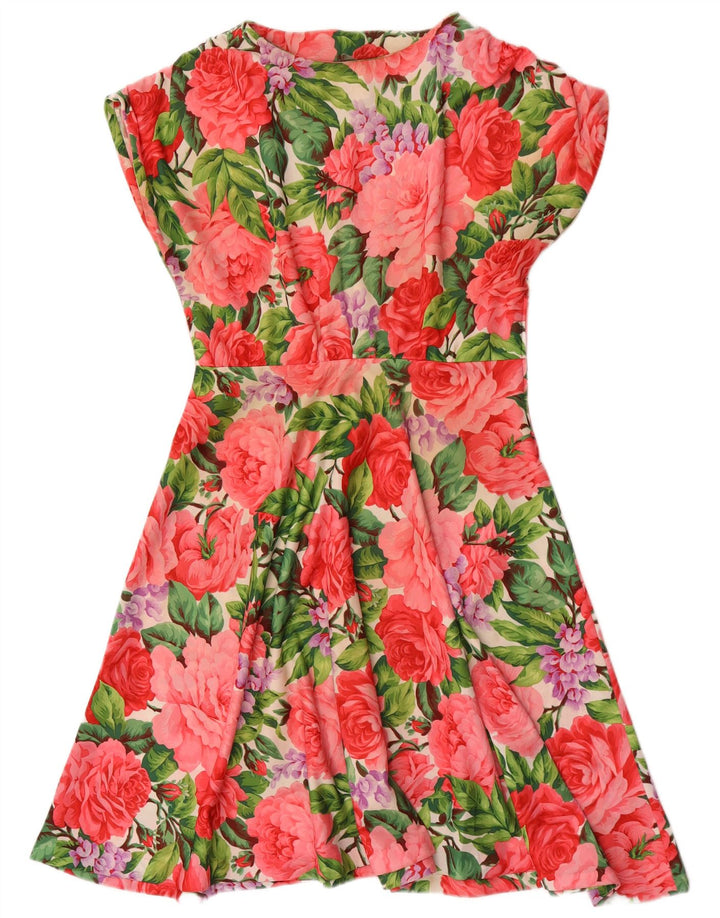 Rochie vintage pentru femei în linie A UK 12 Medium Multicolor Floral