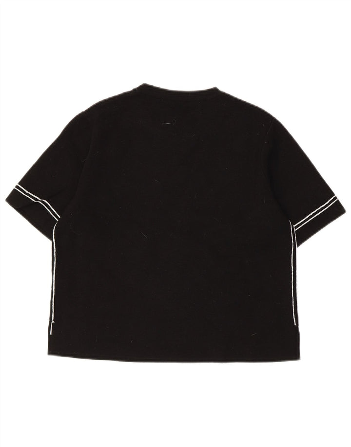 Pulover ZARA pentru femei cu mânecă scurtă, cu decolteu rotund, negru mediu, UK 12