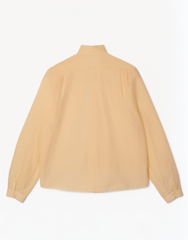 Bluză vintage pentru femei cu cămașă cu cravată în față UK 18 XL Bej