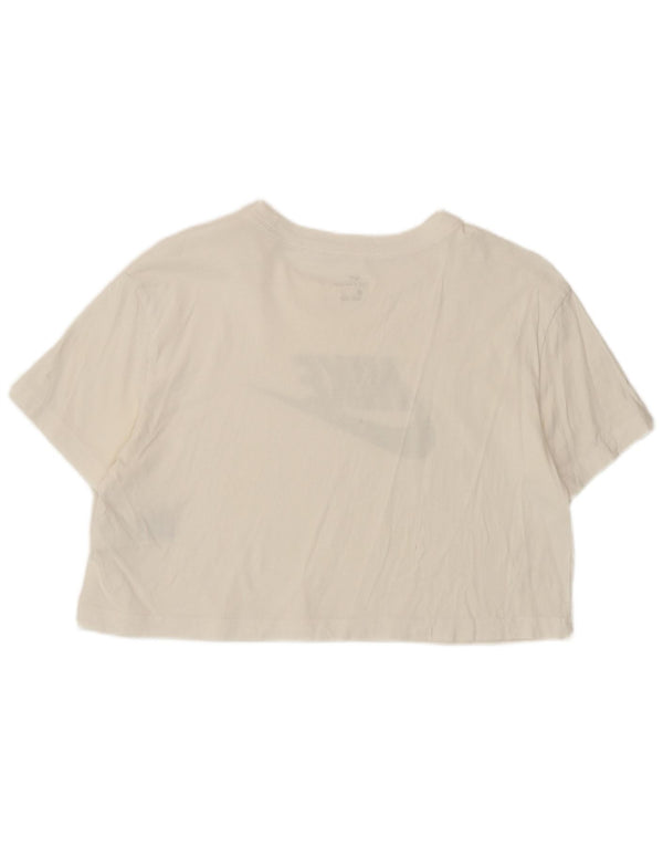 Tricou crop grafic Nike pentru femei Top UK 14 Bumbac alb mediu