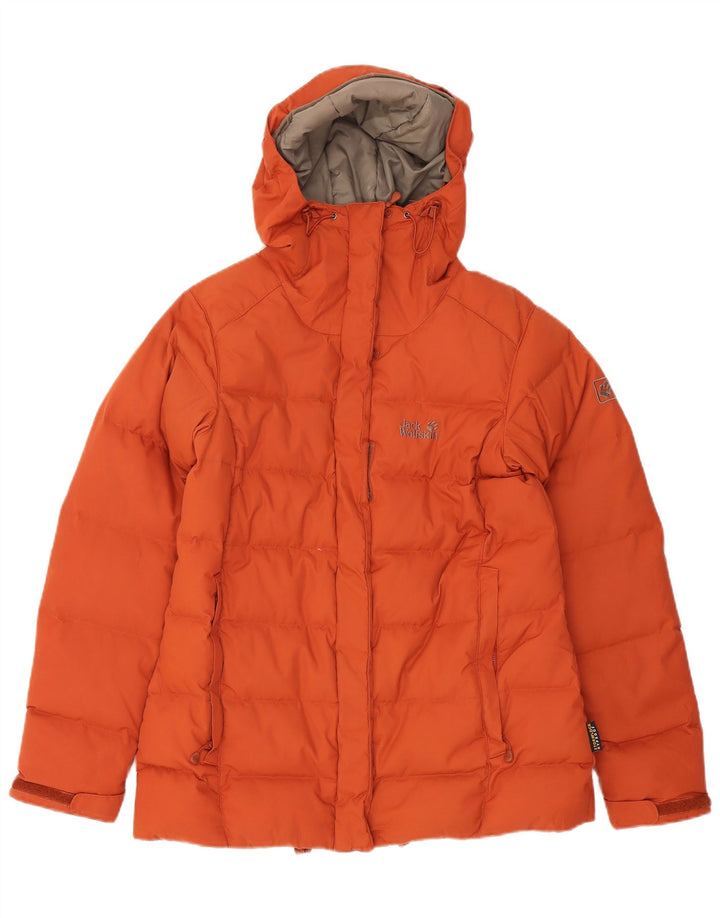 JACK WOLFSKIN Womens Hooded Padded Jacket UK 12/14 Medium Orange Polyamide
