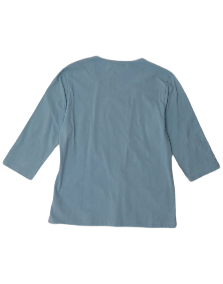 Top femei Asics cu mâneci 3/4 UK 18 XL, bumbac albastru