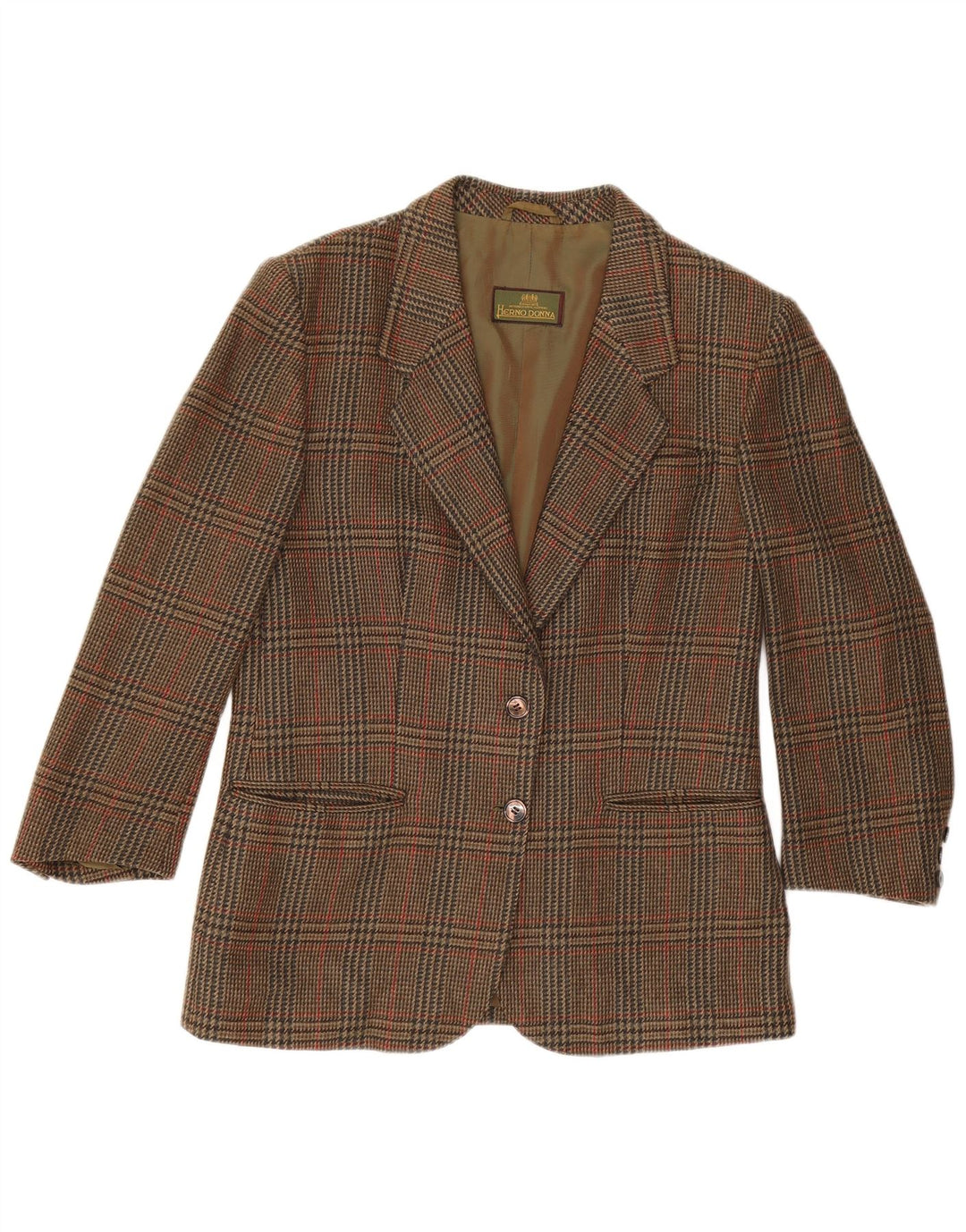 Jachetă Blazer pentru femei Herno Donna IT 44 Lână Maro Mediu Houndstooth