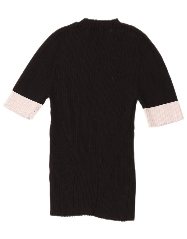 Pulover cu gât țestoasă pentru femei Zara UK 12 Medium Black Colorblock