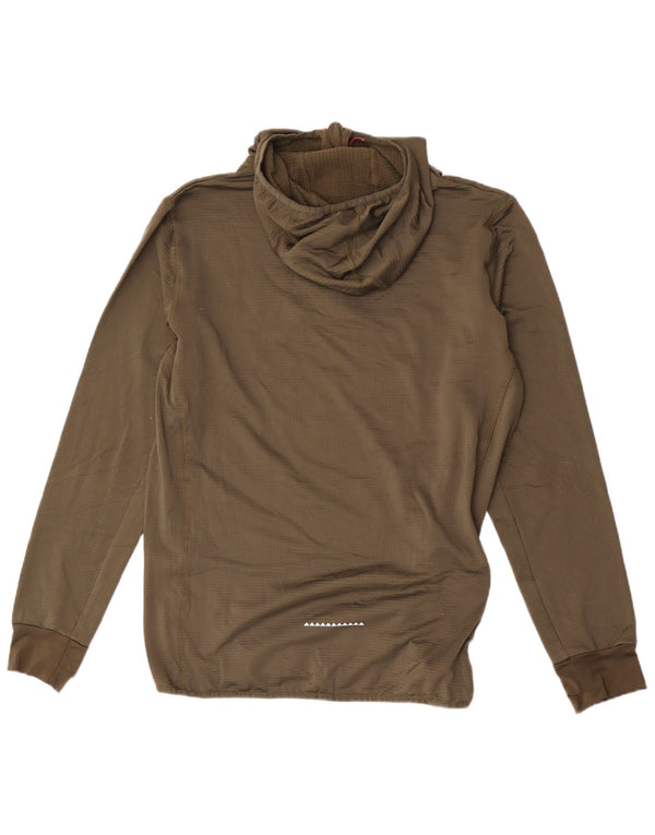 Pulover cu glugă Quiksilver pentru bărbați, cu fermoar și gât, poliester kaki mare