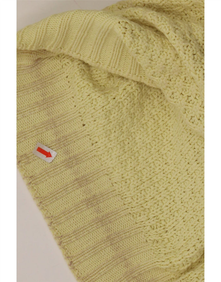 Pulover de damă BENETTON cu gât roșu, bumbac galben IT 50 XL