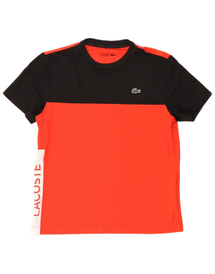 Tricou grafic pentru bărbați Lacoste Mărimea de top 4, roșu mediu, poliester color bloc